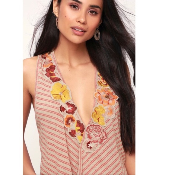 FREE PEOPLE Striped Frieda Tank M Neutral - Picture 3 of 9